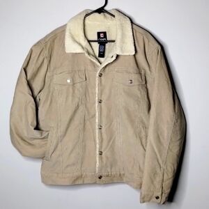 Chaps Corduroy Sherpa-Lined Trucker Jacket L Tan